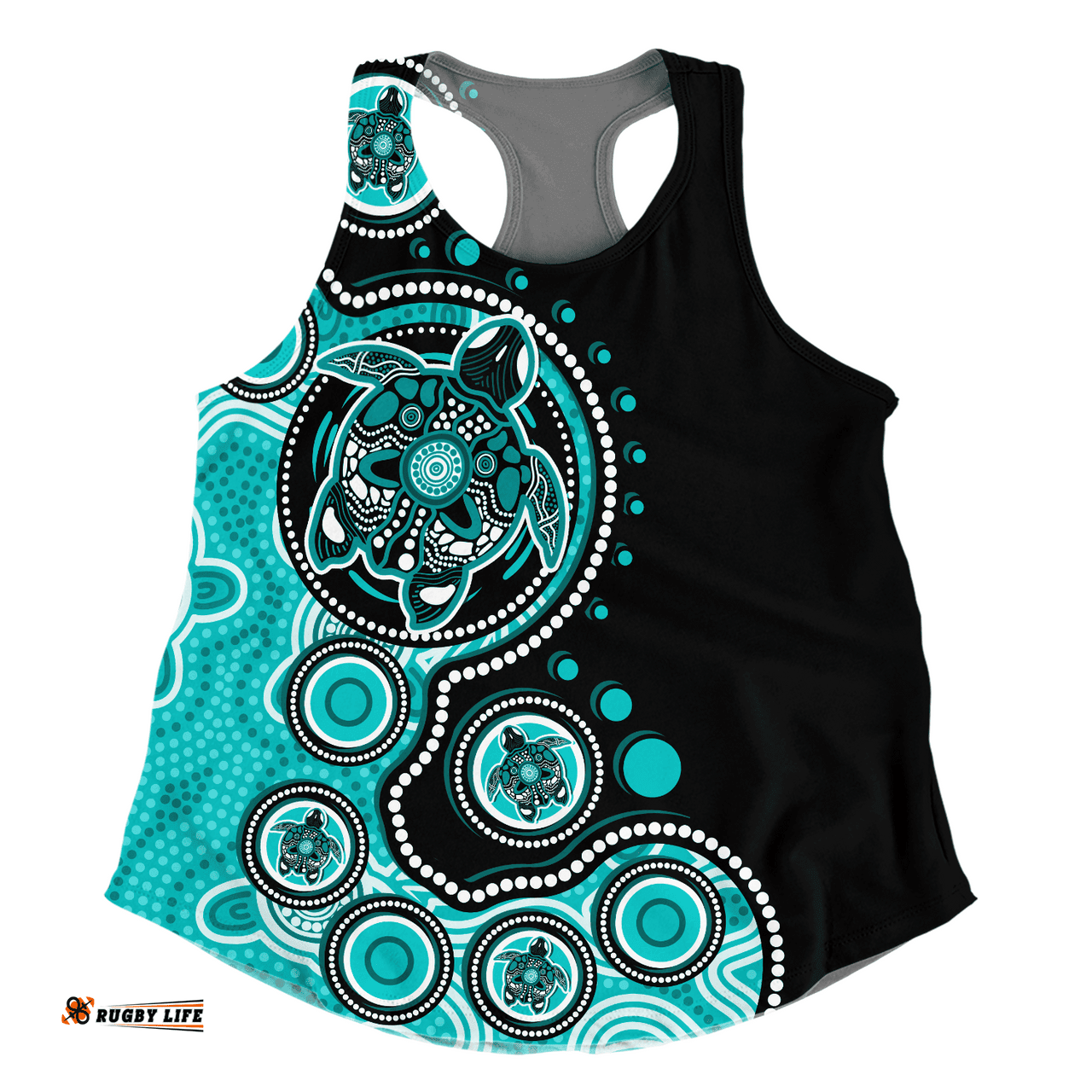 Amazing Aussie Australia Indigenous Turtle Aboriginal Dot Art Turquoise Women Tank Top