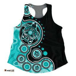 Amazing Aussie Australia Indigenous Turtle Aboriginal Dot Art Turquoise Women Tank Top