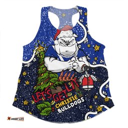 Amazing Aussie Canterbury Bankstown Bulldogs Christmas Custom Let's Get Lit Chrisse Pressie Women Tank Top