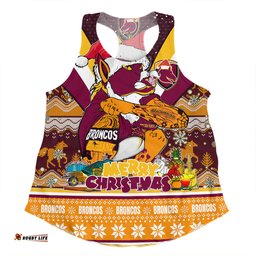Amazing Aussie Brisbane Broncos Christmas Custom Broncos Santa Aussie Big Things Christmas Women Tank Top