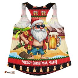 Amazing Aussie Australia Christmas Santa Beer Cheers Style Women Tank Top