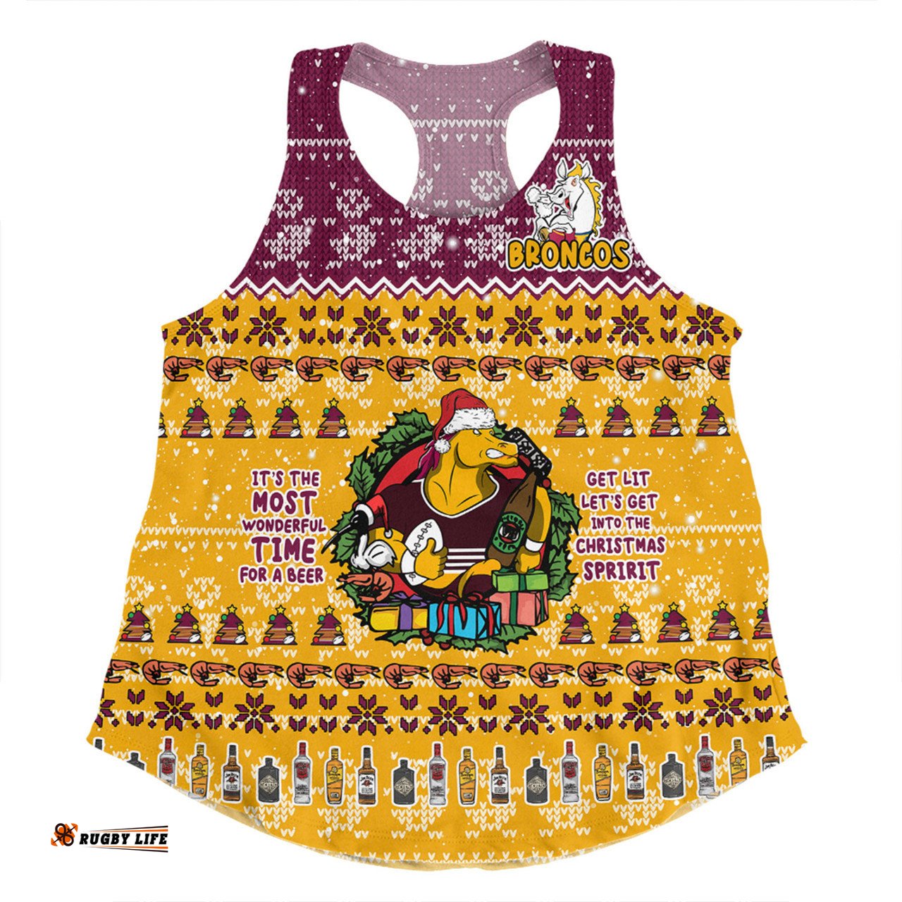 Amazing Aussie Brisbane Broncos Christmas Custom Chrissie Spirit Women Tank Top