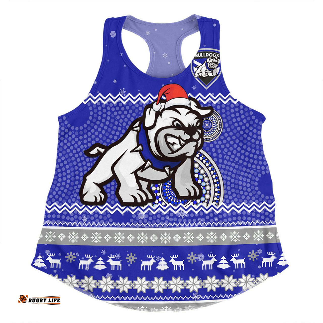 Amazing Aussie Canterbury Bankstown Bulldogs Christmas Custom Ugly Xmas And Aboriginal Patterns For Die Hard Fan Women Tank Top
