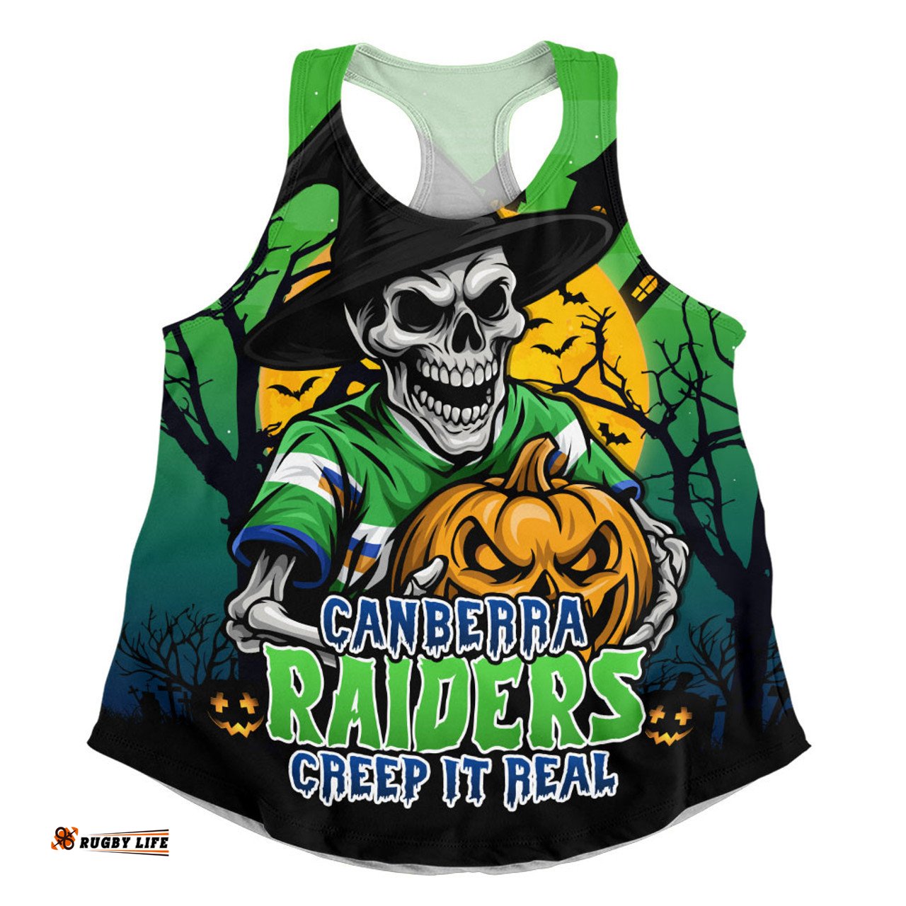 Amazing Aussie Canberra Raiders Dark Moon Rugby Halloween Battle Edition Women Tank Top
