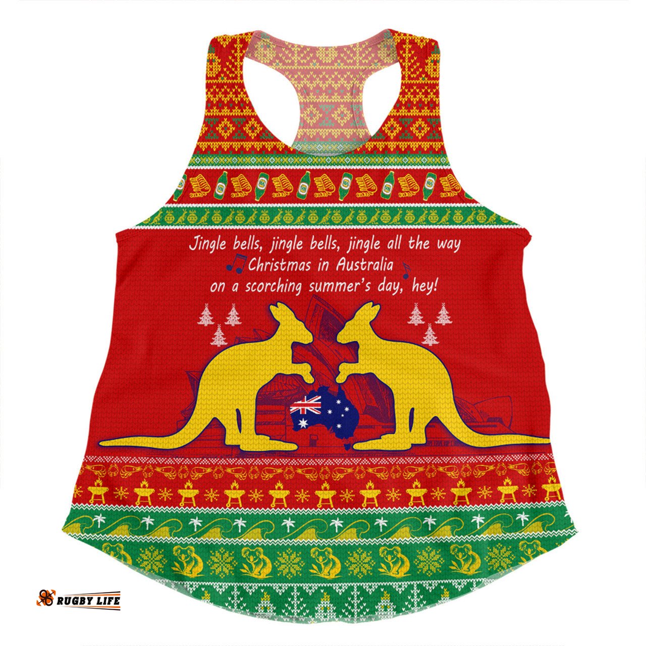 Amazing Aussie Australian Christmas Carol Christmas Jingle Bells Ugly Style V2 Women Tank Top