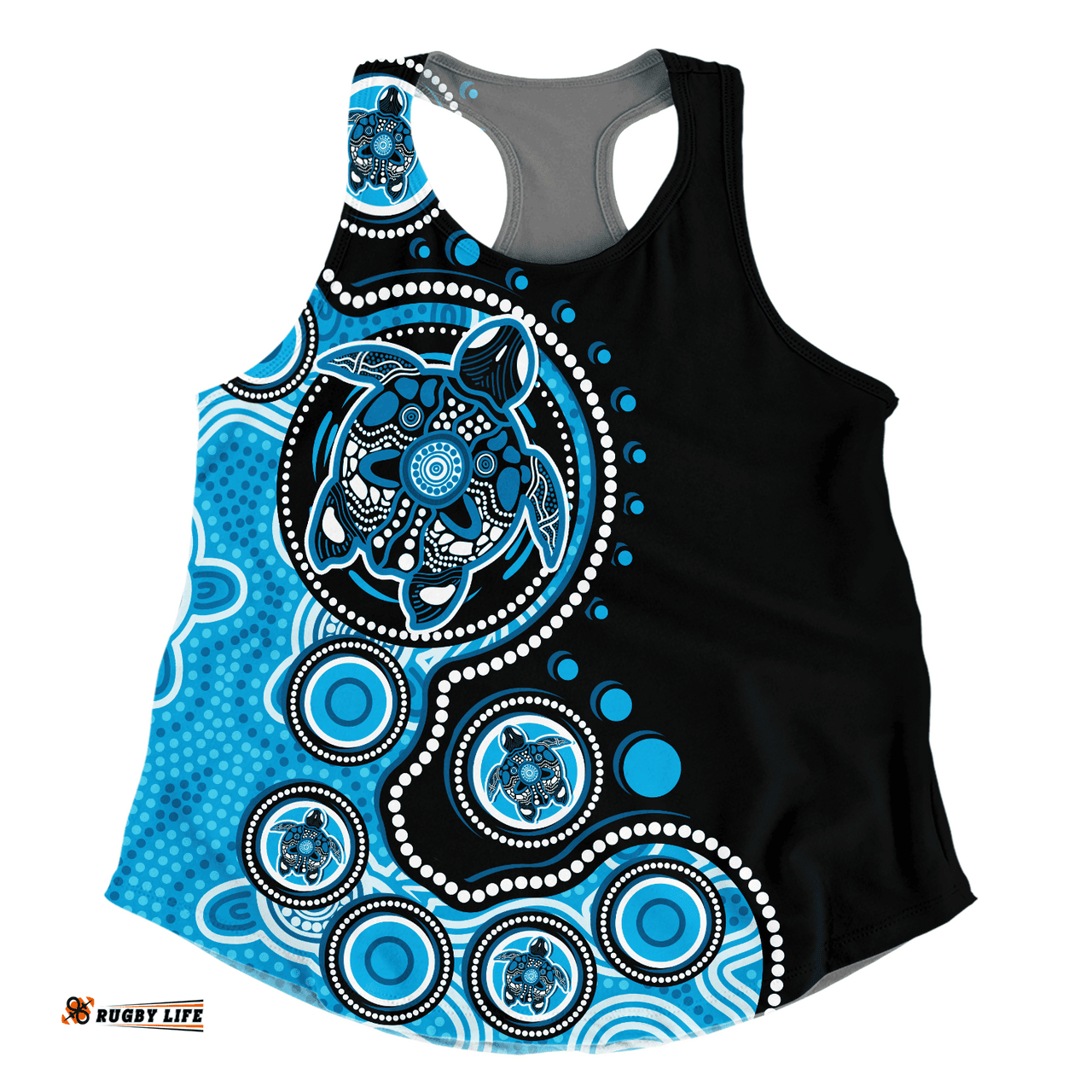 Amazing Aussie Australia Indigenous Turtle Aboriginal Dot Art Blue Women Tank Top