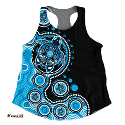 Amazing Aussie Australia Indigenous Turtle Aboriginal Dot Art Blue Women Tank Top