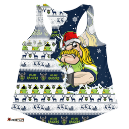 Amazing Aussie Canberra Raiders Merry Ugly Christmas Our Beloved Team Scratch Style Women Tank Top