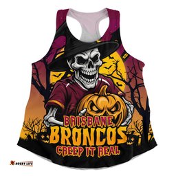 Amazing Aussie Brisbane Broncos Dark Moon Rugby Halloween Battle Edition Women Tank Top