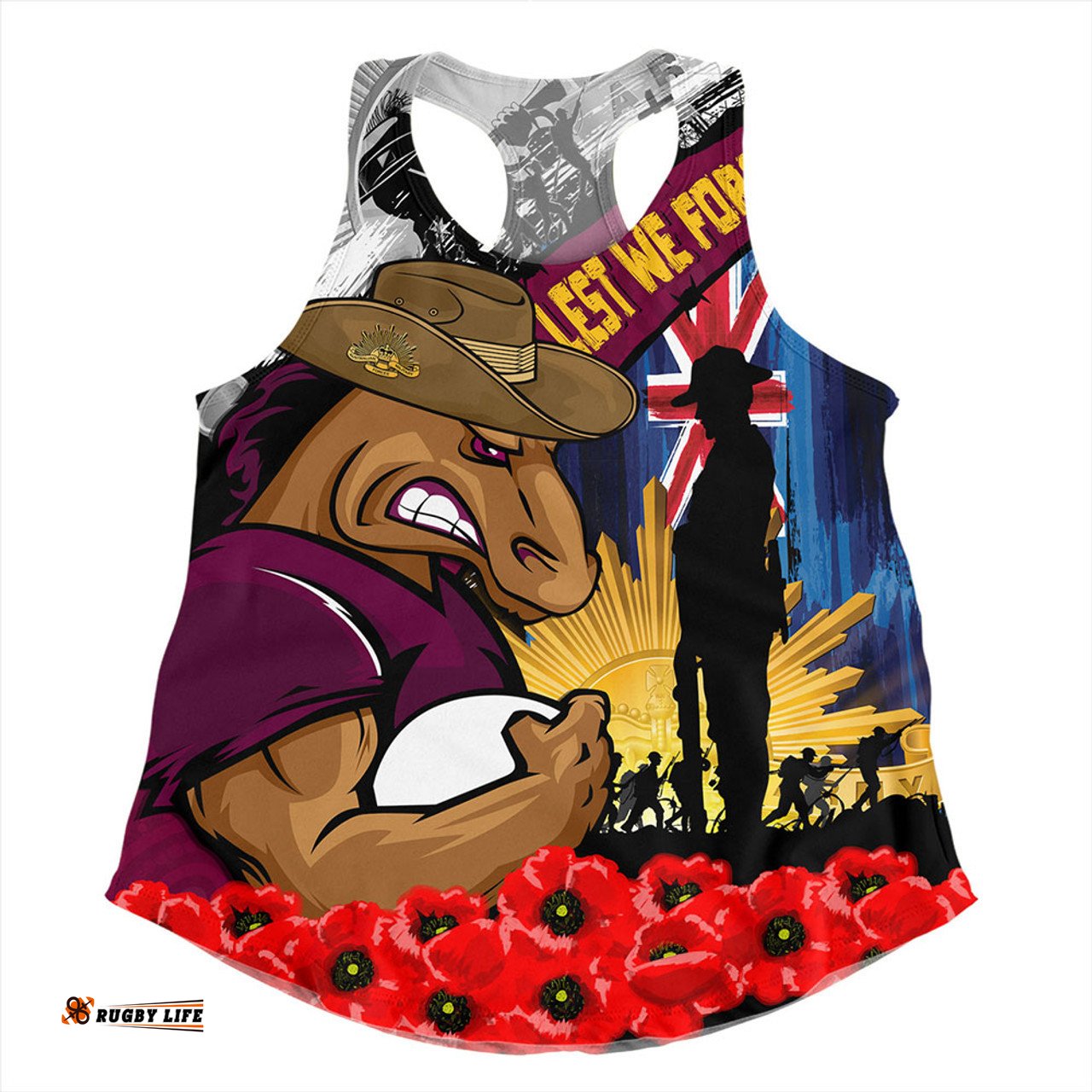 Amazing Aussie Brisbane Broncos United In Spirit Anzac Day Tribute Women Tank Top