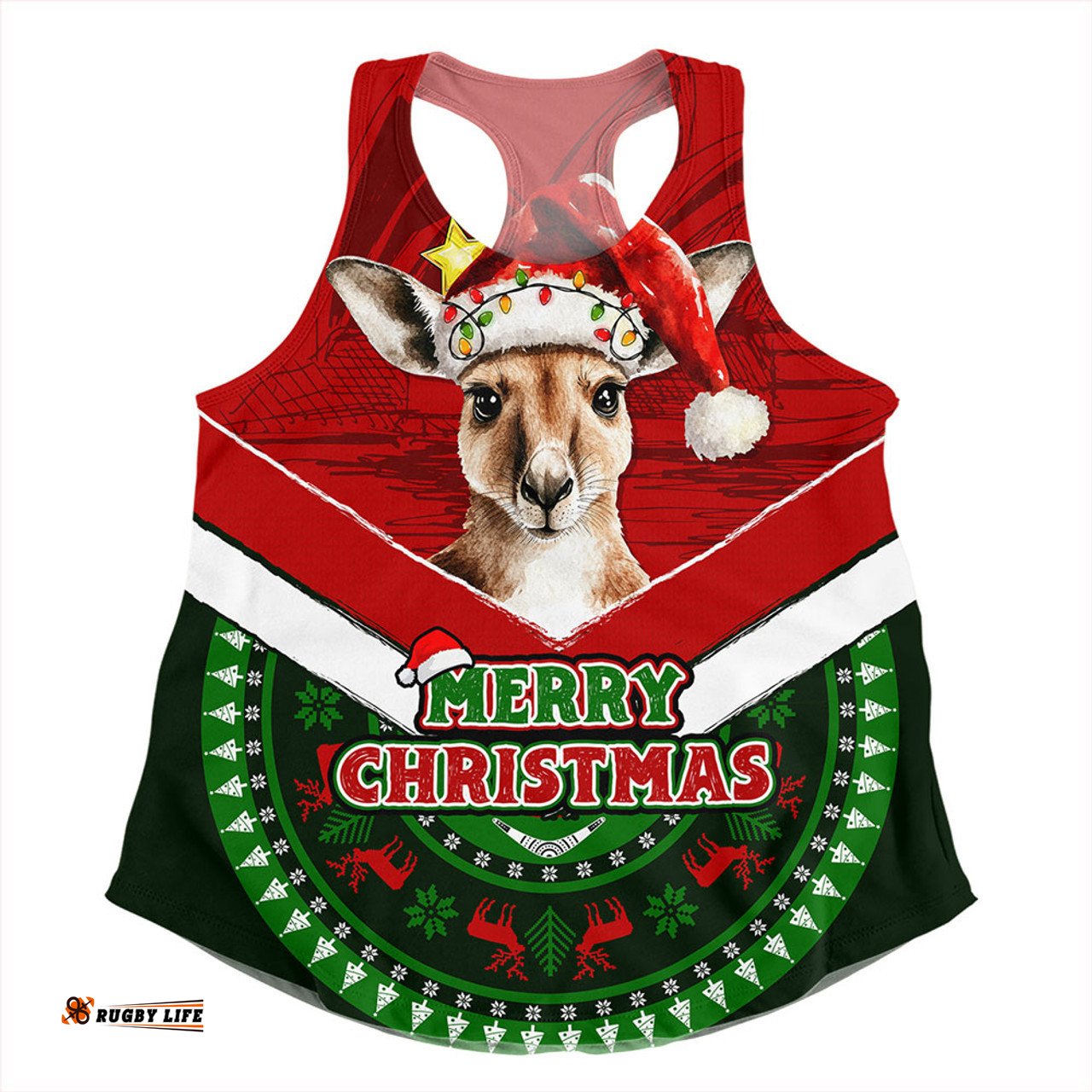 Amazing Aussie Australia Holiday Kangaroo Merry Christmas Women Tank Top