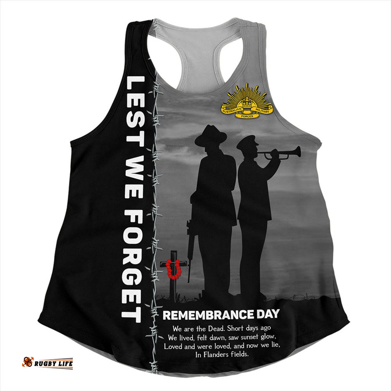 Amazing Aussie Australia Remembrance Day We Shall Not Forget We Will Remember Them Black Women Tank Top
