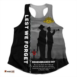 Amazing Aussie Australia Remembrance Day We Shall Not Forget We Will Remember Them Black Women Tank Top