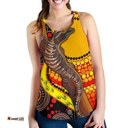 Amazing Aussie Australia Australian Aboriginal Inspired Dot Painting Sun and Lizard Women Tank Top