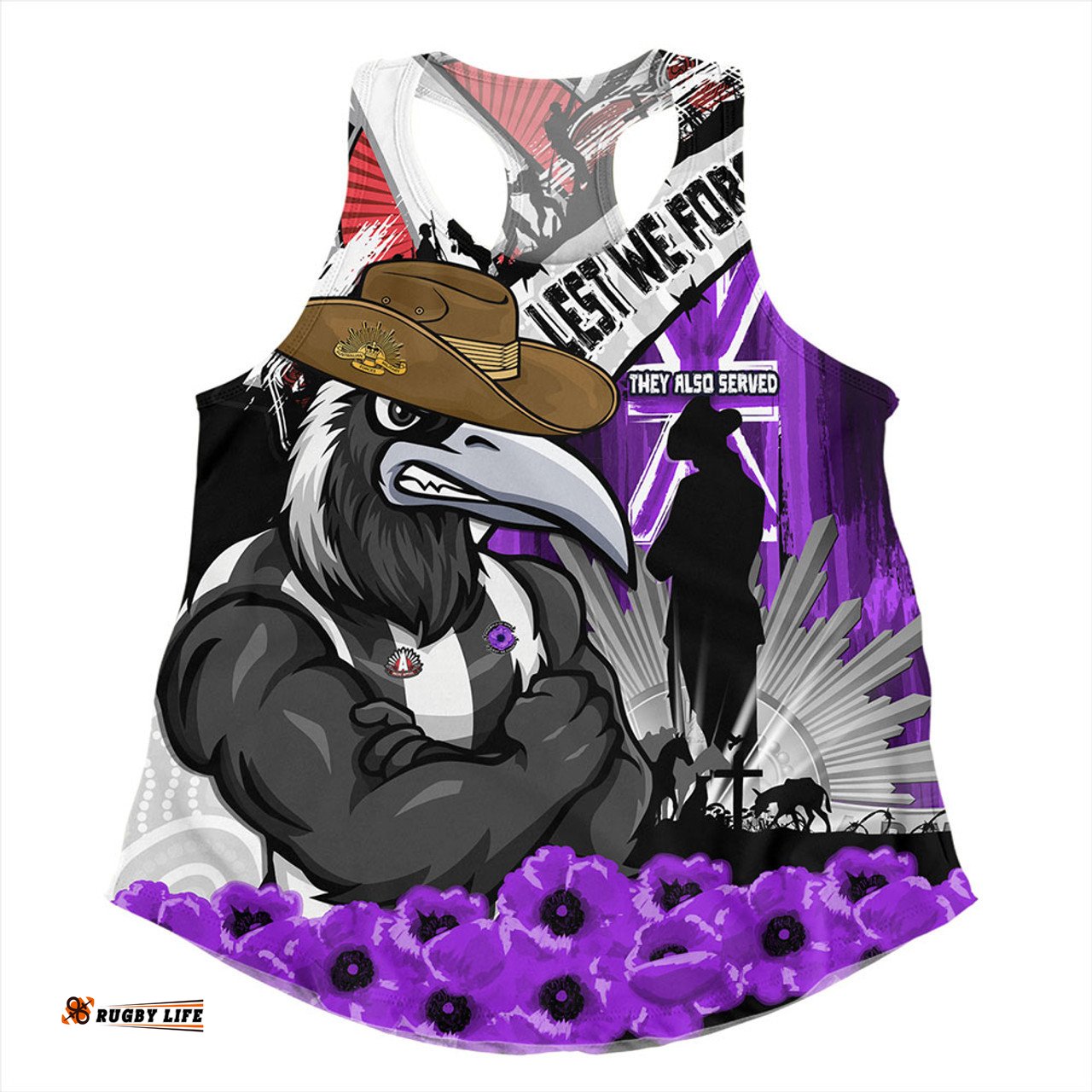 Amazing Aussie Collingwood ANZAC Day Honor Purple Valor And Spirit Women Tank Top