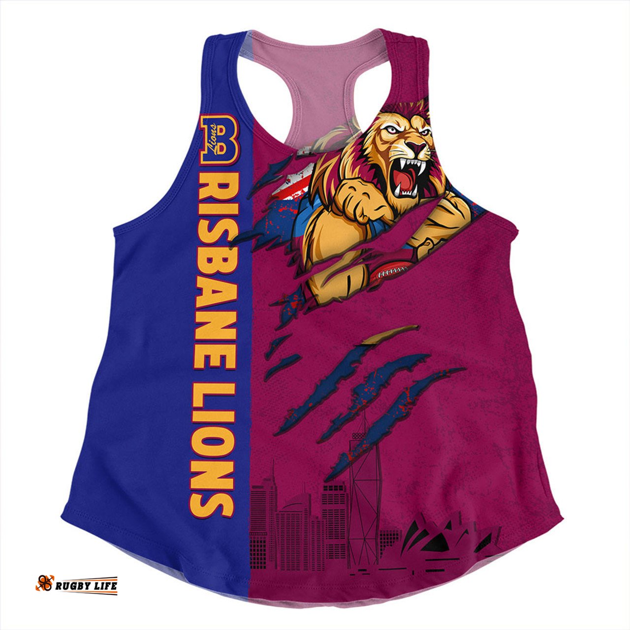 Amazing Aussie Brisbane Lions Burning Passion Of Power Scratch Style Women Tank Top