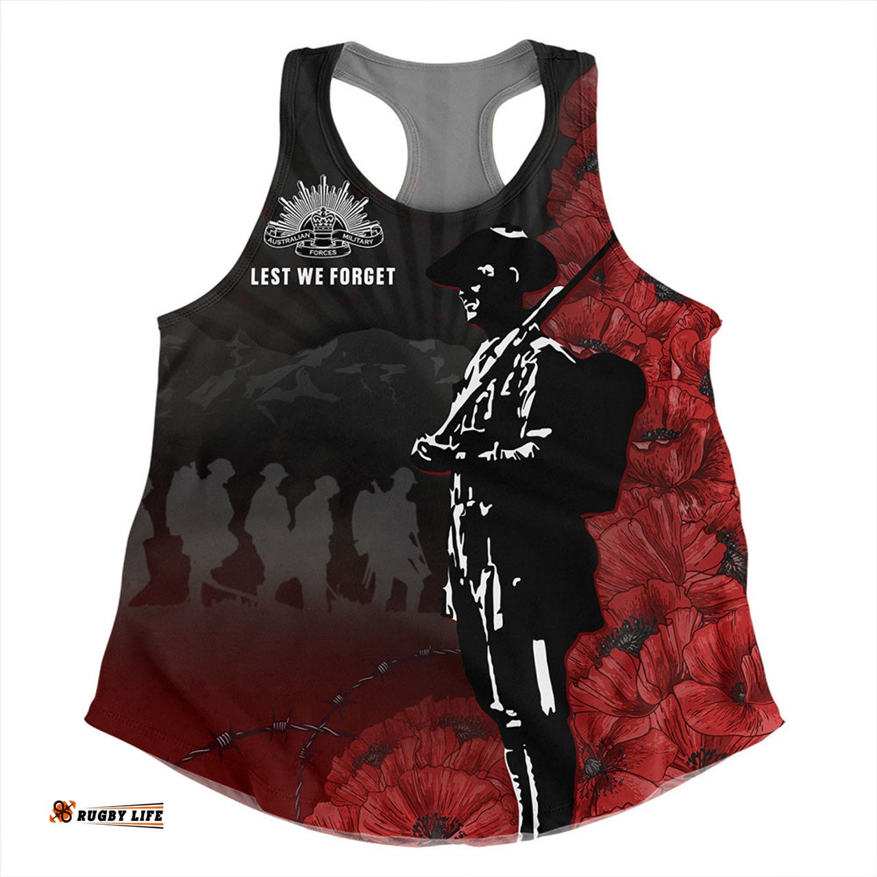 Amazing Aussie Australia Anzac Day Lest We Forget Soldier Stencil Art Women Tank Top