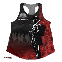 Amazing Aussie Australia Anzac Day Lest We Forget Soldier Stencil Art Women Tank Top