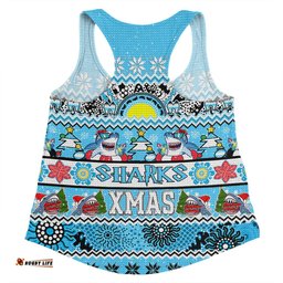 Amazing Aussie Cronulla Sutherland Sharks Christmas Aboriginal Custom Indigenous Knitted Ugly Xmas Style Women Tank Top