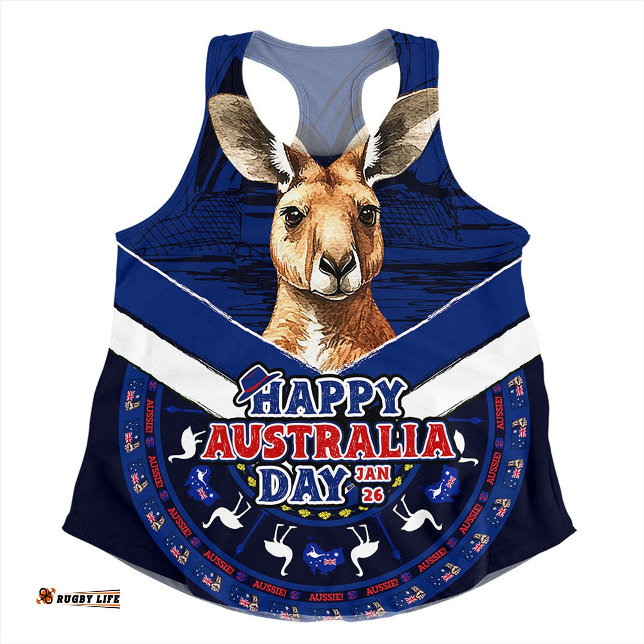 Amazing Aussie Australia Kangaroo Pride Australia Day Blue Women Tank Top