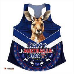 Amazing Aussie Australia Kangaroo Pride Australia Day Blue Women Tank Top