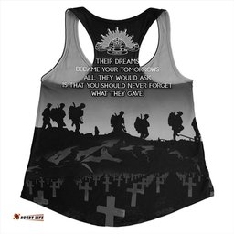 Amazing Aussie Australia Anzac Day Lest We Forget Battlefields Remembered Women Tank Top