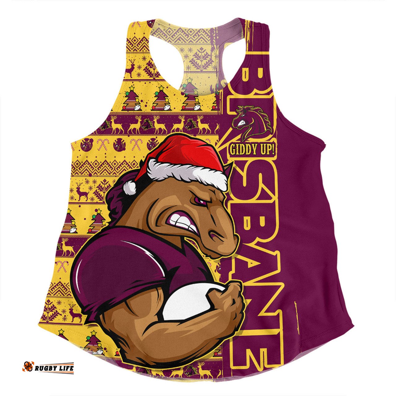 Amazing Aussie Brisbane Broncos Merry Ugly Xmas Nordic Pattern Style Women Tank Top