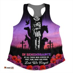 Amazing Aussie Australia Anzac Day Lest We Forget War Animals Purple Poppy Women Tank Top
