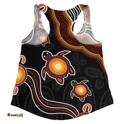 Amazing Aussie Australia Aboriginal Turtle Dreaming Journey Featuring Dot Art Orange Women Tank Top