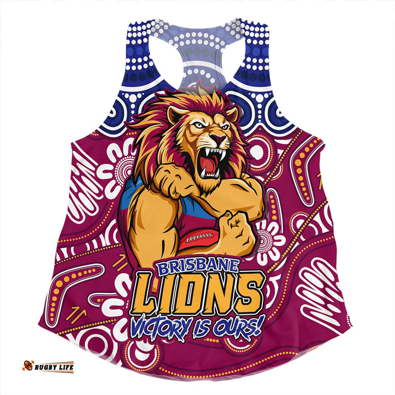 Amazing Aussie Brisbane Lions Aboriginal Inspired Tough Fan Football For Life Women Tank Top
