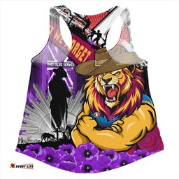 Amazing Aussie Brisbane Lions ANZAC Day Honor Purple Valor And Spirit Women Tank Top