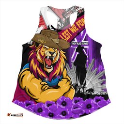 Amazing Aussie Brisbane Lions ANZAC Day Honor Purple Valor And Spirit Women Tank Top