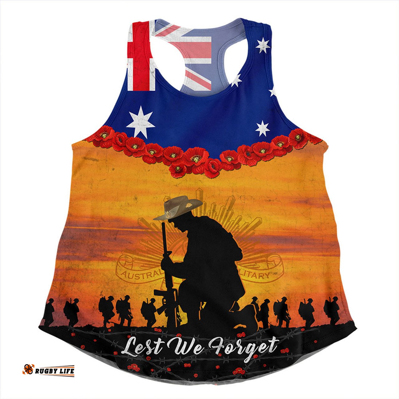 Amazing Aussie Australia Anzac Day Lest We Forget Honoring The Anzac Spirit Orange Women Tank Top