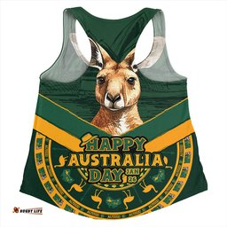 Amazing Aussie Australia Kangaroo Pride Australia Day Green Women Tank Top