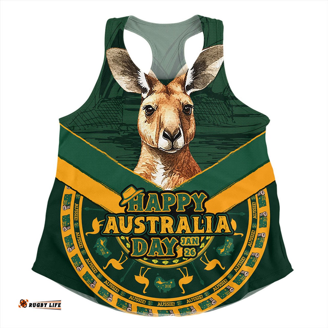 Amazing Aussie Australia Kangaroo Pride Australia Day Green Women Tank Top