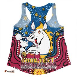 Amazing Aussie Brisbane Broncos Custom Custom With Aboriginal Inspired Style Of Dot Painting Patterns  Women Tank Top