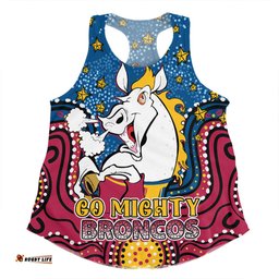 Amazing Aussie Brisbane Broncos Custom Custom With Aboriginal Inspired Style Of Dot Painting Patterns  Women Tank Top