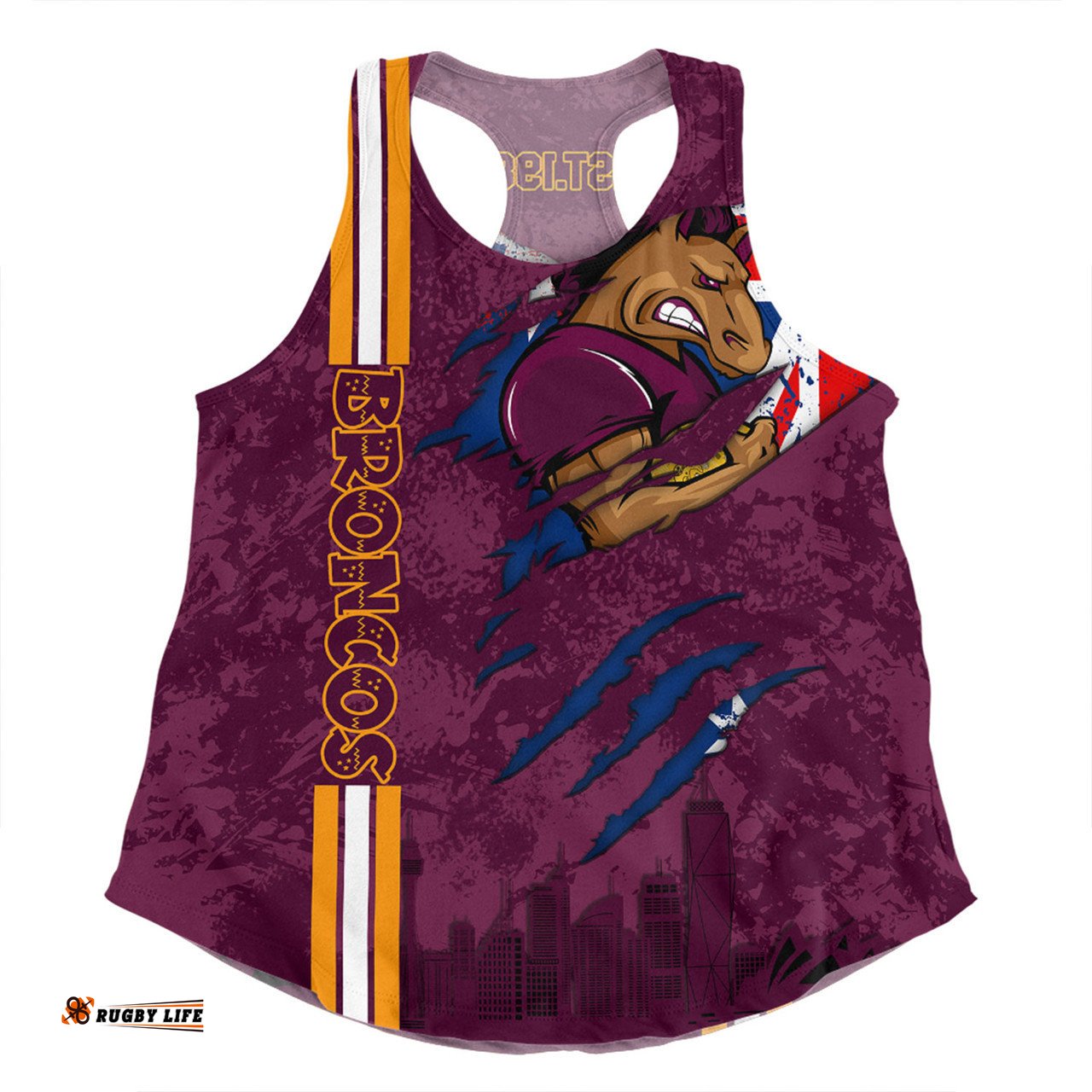 Amazing Aussie Brisbane Broncos Happy Australia Day Flag Scratch Style Women Tank Top