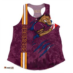 Amazing Aussie Brisbane Broncos Happy Australia Day Flag Scratch Style Women Tank Top