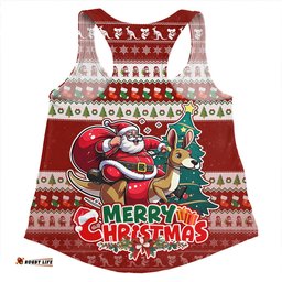 Amazing Aussie Australia Merry Christmas, Santa Claus Riding A Kangaroo Women Tank Top