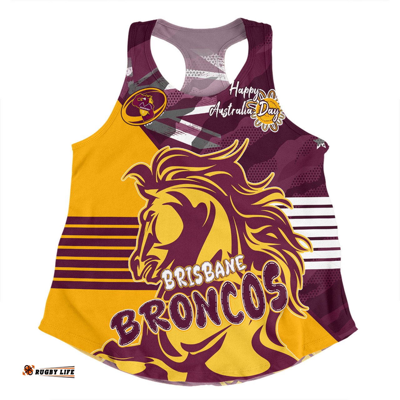 Amazing Aussie Brisbane Broncos Happy Australia Day We Are One And Free V2 Women Tank Top