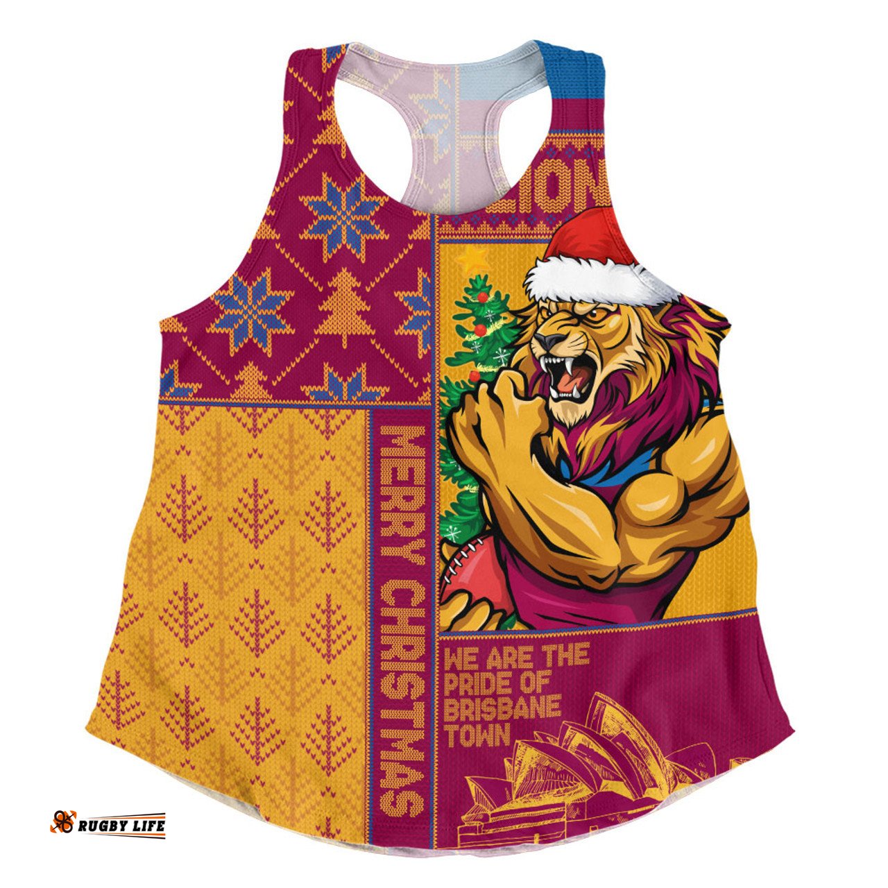 Amazing Aussie Brisbane Lions Merry Christmas Knit Style Festive Spirit Women Tank Top