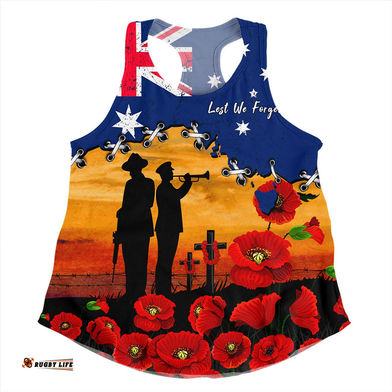 Amazing Aussie Australia Remembrance Day Fields Of Poppies Honoring The Fallen Women Tank Top
