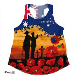 Amazing Aussie Australia Remembrance Day Fields Of Poppies Honoring The Fallen Women Tank Top