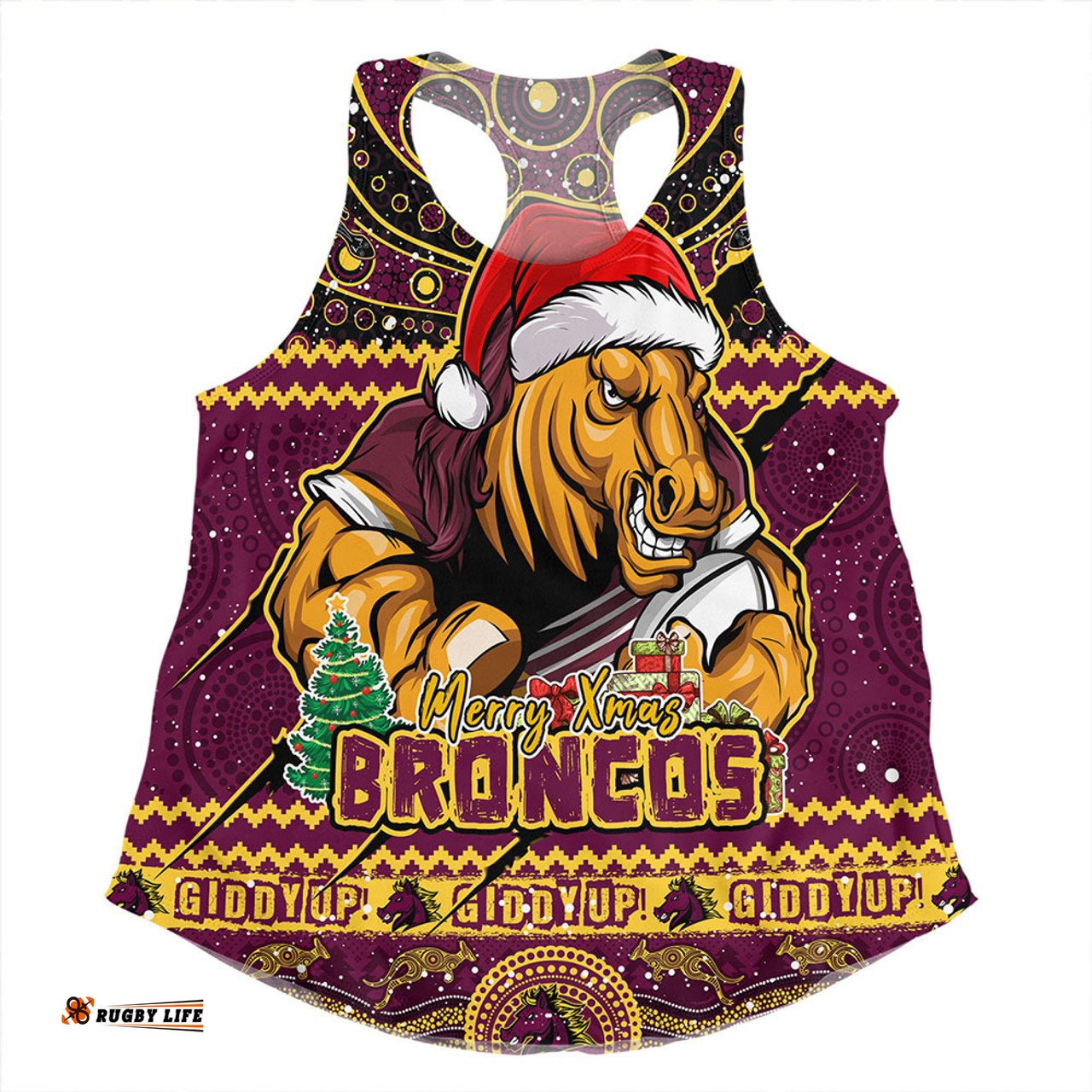 Amazing Aussie Brisbane Broncos Aboriginal Xmas Special Ugly Christmas Style Women Tank Top