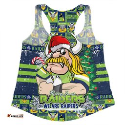 Amazing Aussie Canberra Raiders Merry Ugly Christmas Comic Style Women Tank Top