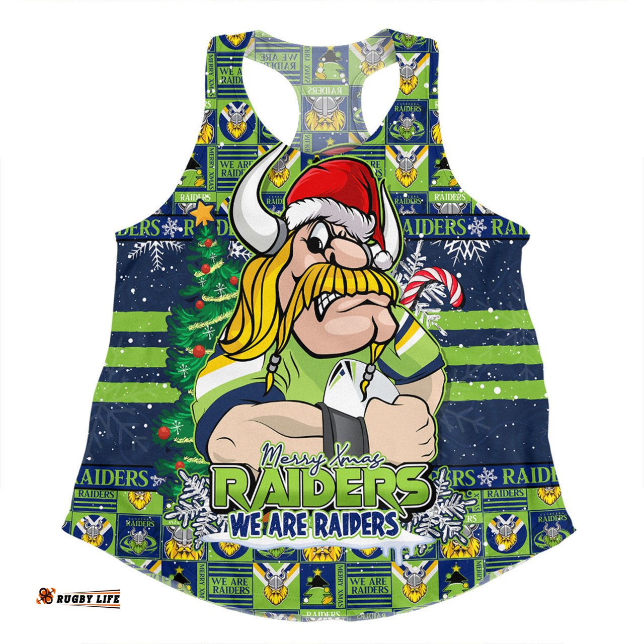Amazing Aussie Canberra Raiders Merry Ugly Christmas Comic Style Women Tank Top