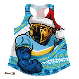 Amazing Aussie Gold Coast Titans Ugly Knit Style For Christmas Game Fans Women Tank Top
