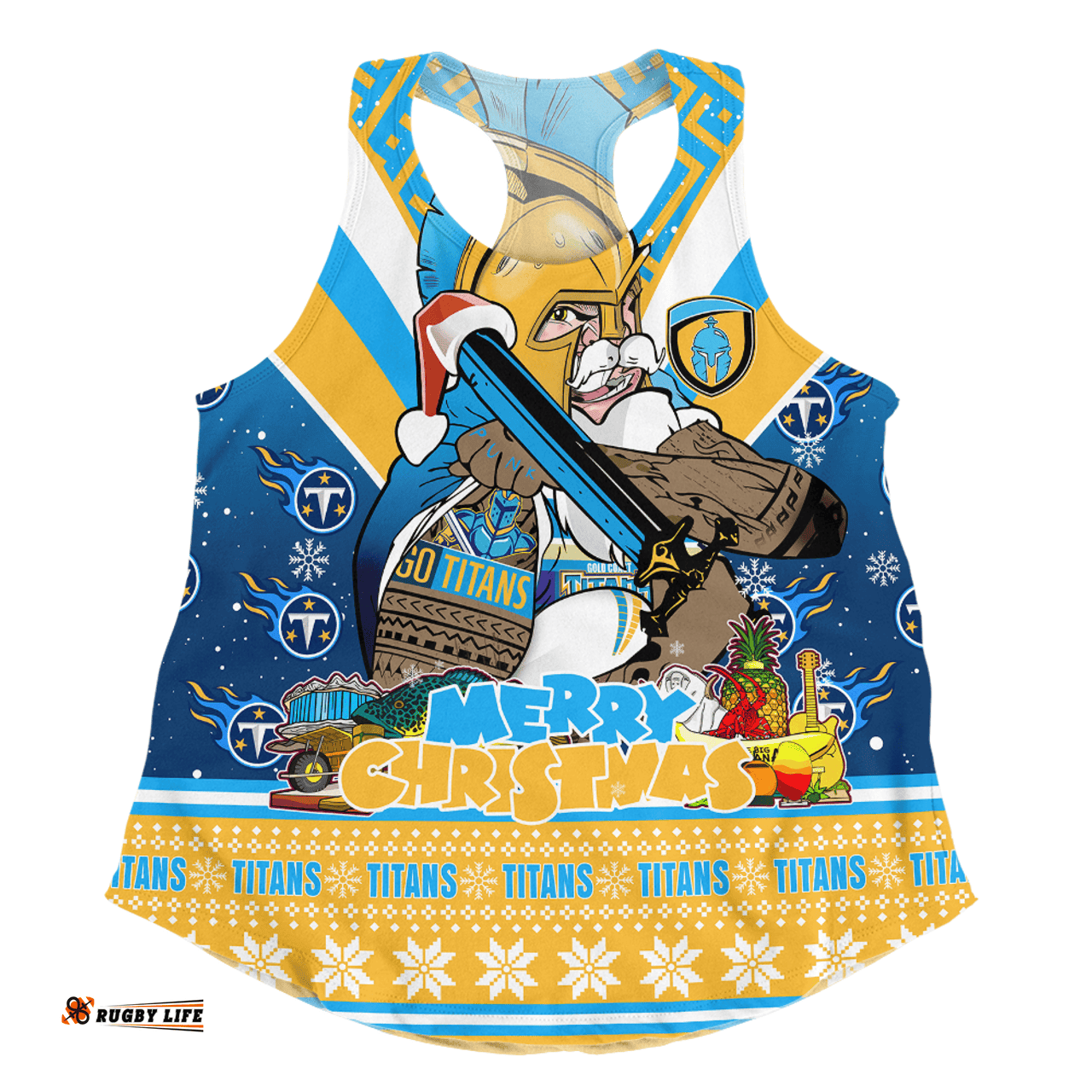 Amazing Aussie Gold Coast Titans Christmas Custom Gold Coast Titans Santa Aussie Big Things Women Tank Top