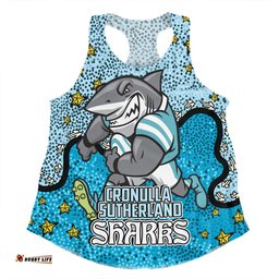 Amazing Aussie Cronulla Sutherland Sharks Custom Team With Dot And Star Patterns For Tough Fan Women Tank Top